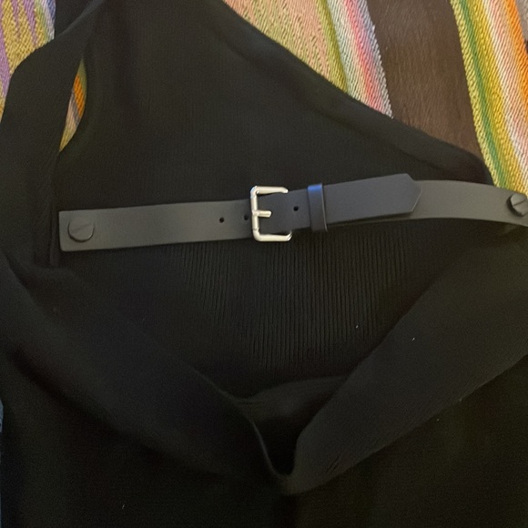 NWT MONSE❤️ Long Sweater Dress  Low scoop Back Calf leather belt Dress 🎉 - Picture 10 of 11